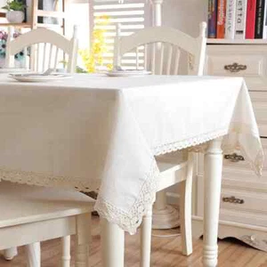 Mantel de algodón grueso liso blanco lavable mantel de café cena - Imagen 1 de 15