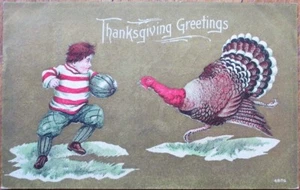 Fußballspiel mit Türkei 1910 Erntedank-Postkarte - Farblitho - Bild 1 von 1