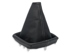 PER RENAULT ESPACE 4 2002-2005 CUFFIA DEL CAMBIO PELLE NERA CUCITURE GRIGIE - Picture 1 of 5