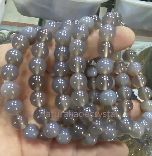 VALENTINO 5pz Bracciale Elastico Pietra Preziosa Rotonda Agata Naturale 6 8 10 mm 7 5"