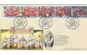 GB – 1988 FDC by Bradbury (silk) Armada SHS Tilbury - pre-owned - Picture 1 of 1