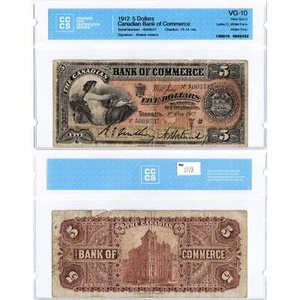$5 1912 Canadian Bank of Commerce Chartered Note #75-14-14a - CCCS VG-10 (issues - Picture 1 of 3