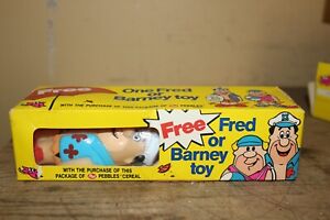 Vintage Fred Flintstone & Barney Rubble Post Pebbles Cereal Toy In Box