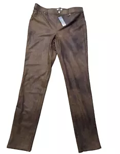 Chico’s The Ultimate Fit Faux Knit Suede Slim Pants Size 0 Worn Luggage NWT - Picture 1 of 9