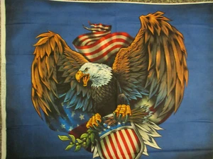 AMERICAM BALD EAGLE USA PRIDE FLAG ARMY DIGITAL PRINT COTTON FABRIC PANEL  - Picture 1 of 4