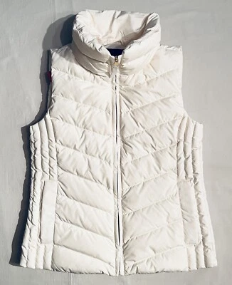 Womens Talbots NWT Ivory Down Filled Puffer Vest Size Petite~Fur Collar Missing - Image 1 of 4