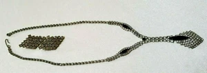 Hermosos pendientes de clip de diamantes de imitación y negros vintage con inserciones - Imagen 1 de 7