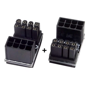 2 Pack ATX 8Pin Male to Female 180 Degree Angled GPU Graphics Card Power Connect - Picture 1 of 12