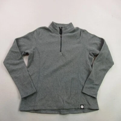 REI 毛衣女式大号长袖 1/4 拉链户外灰色羊毛 — 第 1/4 张图片