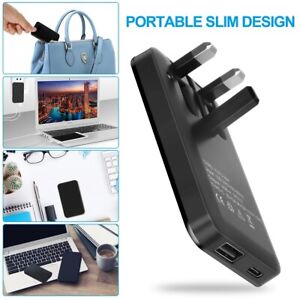 20W USB C PD & USB-A QC Ultra Slim Fast Charger Folding Dual Port UK Plug