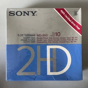 10x SONY Floppy Disks MD-2HD 5.25" Double Sided High Density Diskettes - NEW 2 - Picture 1 of 3