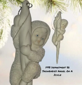 1993 Department 56 Vintage Adorno de Navidad Snowbabies Angel On A Icicle - Imagen 1 de 5