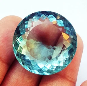 80 to 90 Ct Aquamarine Loose Gemstone Round Shape Certified - Picture 1 of 8