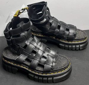 Sandalias Dr. Martens Ricki Gladiator LA004 plataforma de cuero negro para mujer talla: 6 - Imagen 1 de 13