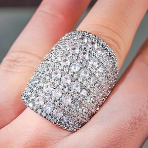Luxury Cubic Zirconia Valentine's Day for Women Silver Plated Rings Size 6-10 - Picture 1 of 10