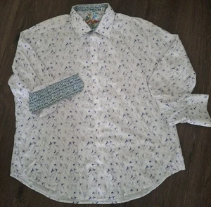 ROBERT GRAHAM Classic Fit Stretch Flip Cuff Hemd Herren XL weiß / blau - Bild 1 von 5