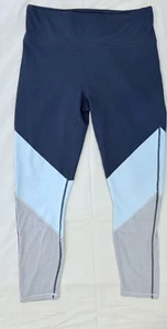 Fabletics Powerhold 7/8 Leggings Medium Blue White Mesh Panel Active Yoga - Picture 1 of 5