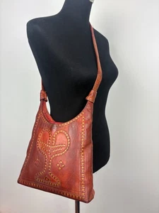 Bellissima borsa a tracolla vintage in pelle marrone chiaro - Foto 1 di 9