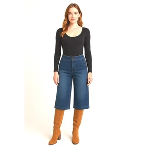 Soho New York & Co High Waist Culotte Jeans Sailor Button Denim Cropped 74-13 - Picture 1 of 14