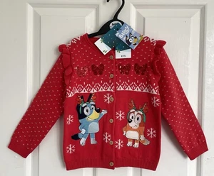 Tu Bluey & Bingo Christmas Girls Seqined Cardigan 2-3 years Brand New - Picture 1 of 10