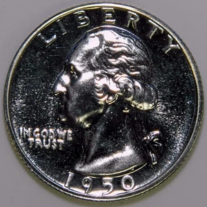 1950 Proof Washington Quarter Gem BU k034 - Picture 1 of 2