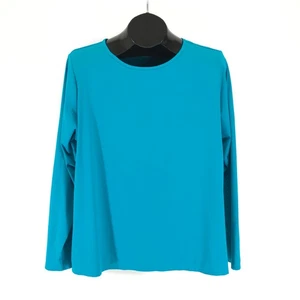 Lands' End SunShade UPF 50 Long Sleeve Relaxed Rash Guard Women's Plus 1X Blue - Picture 1 of 12