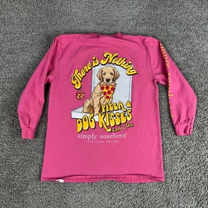Camisa Simply Southern Niñas Pequeña Rosa Pizza y Perro Besos Golden Retriever Niños - Imagen 1 de 9