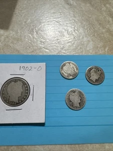 Lot Of Barber Coins 3 Dimes 1 Quarter - Picture 1 of 4