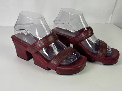 Sandalias Cole Haan Resort Mujer 7 B Cuero Rojo Plataforma Tacón Y2K De Colección Foto 1 de 4