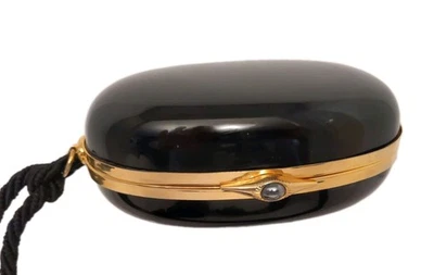 Bolso de Mano Saks Fifth Avenue Italiano Negro Lucite Flecos Borla Ovalado Foto 1 de 4