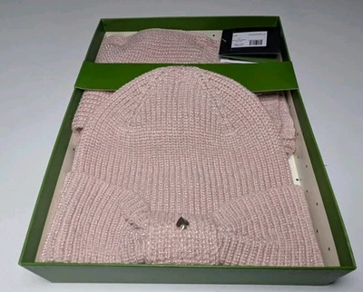 Kate Spade NY metallic rib scarf and hat box set English rose new one size $68 - Image 1 of 4