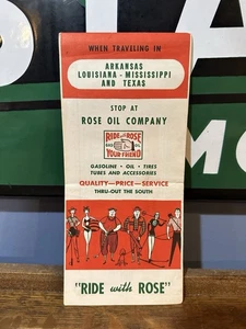 1952 Rose Oil Co Road Map: Arkansas Louisiana Mississippi Texas USED - Picture 1 of 2