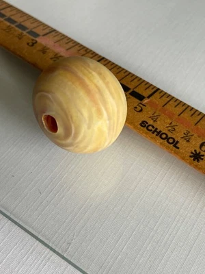 OOAK Handblown Hollow Glass Bead, Warm Yellow Swirls, 3 3/4 " round, 6mm hole - Image 1 of 4