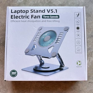 Laptop Stand with Cooling Fan and 360°Rotating Base - Afbeelding 1 van 3