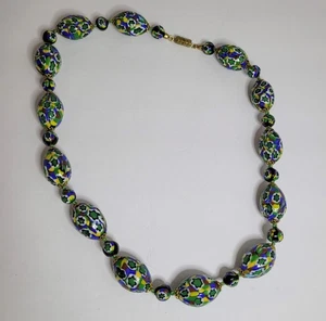 Ventian Murano Millefiori Halskette Fußballform Glasperlen ungewöhnliche Farben Vintage - Bild 1 von 5