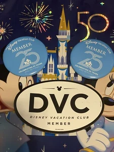 Disney Vacation Club DVC Member Authentic Oval Magnet & Two DVC Member Pins NEW - Picture 1 of 6