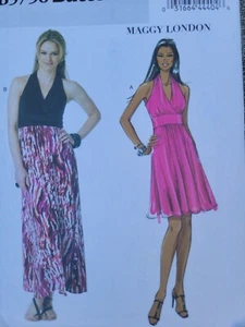 Vestido Halter Butterick 5758 Patrón Cintura Imperio Sin Cortar Maggy Londres Tallas 6-14 - Imagen 1 de 6