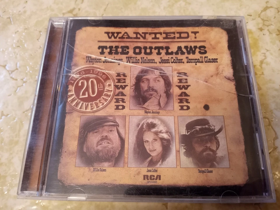 Wanted: The Outlaws; 20th Anniversary by Jennings, Nelson, Colter, Glaser 1996 Foto 1 de 4