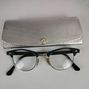 VINTAGE CAT EYE GLASSES USA ARTCRAFT 4 1/4-5 3/4  gray  with case  VERY NICE!!  - Picture 1 of 11