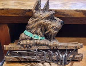 Vintage Syroco Holz Scottie Hund Krawatte/Schal Halter Wandrelief - Bild 1 von 5