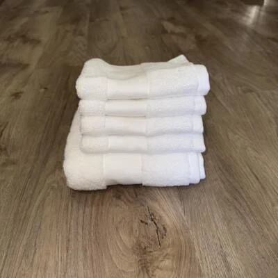 5 Pc RALPH LAUREN Wescott Sailcloth White 1 Hand Towel 4 Washcloths COTTON - Image 1 of 4