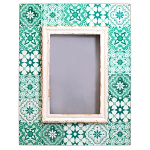 Mediterranean Rustic Green Tile Mosaic Photo Frame - 4" x 6" - Brand New - Picture 1 of 1