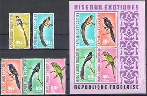 1972 Togo Repubblica - Yvert n. 750/54 + Posta Aerea 184 + Foglietto 63 - Uccell - Picture 1 of 1