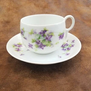 Wehinger Tea Cup & Saucer Austria Bone China Spittoon Mark 1905-1918 Flowers - Picture 1 of 8