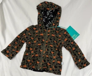 Felpa con cappuccio bambina Posh Peanut reversibile stampa natura, verde scuro, 6-12 mesi, nuova con etichetta - Foto 1 di 5