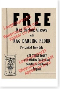 Rodkeys Flour Rag Darling Doll Depression Glass Circa 1930 Advertising Poster - Picture 1 of 1