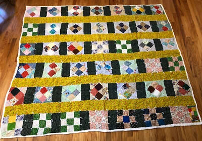 Edredón de retazos vintage hecho a mano atado a mano 84x76" Foto 1 de 4