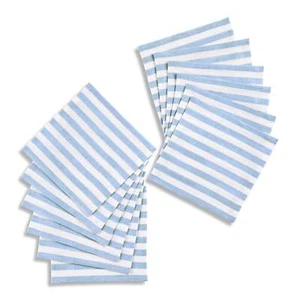 Solino Home 100% Pure Linen Cocktail Napkins 6 x 6" for Summer - Amalfi Stripe - Picture 1 of 12