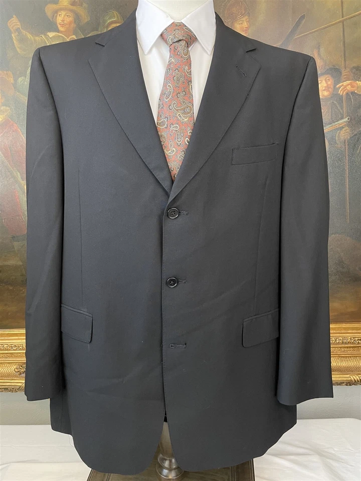 Daniel Cremieux 46L USA MADE Loro Piana Wool Black Hopsack 3Btn Blazer Jacket - Image 1 of 4
