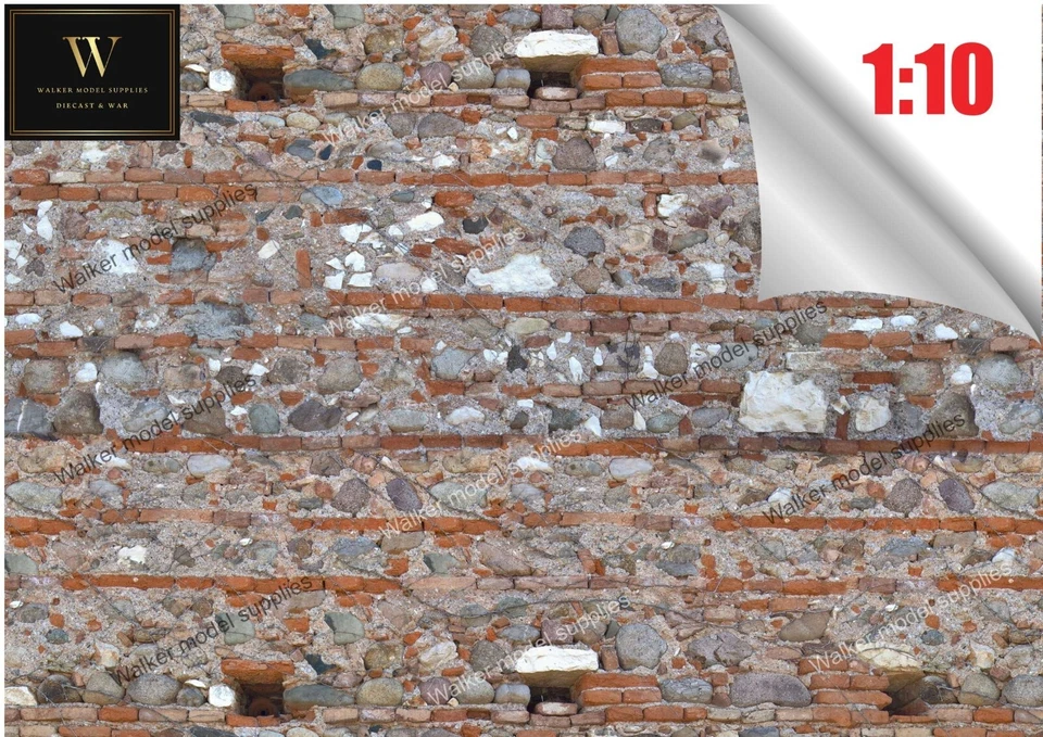 1:10 Scala Garage Mattone / Stone Muro - Autoadesivo Fogli Design 5 - Immagine 1 di 3